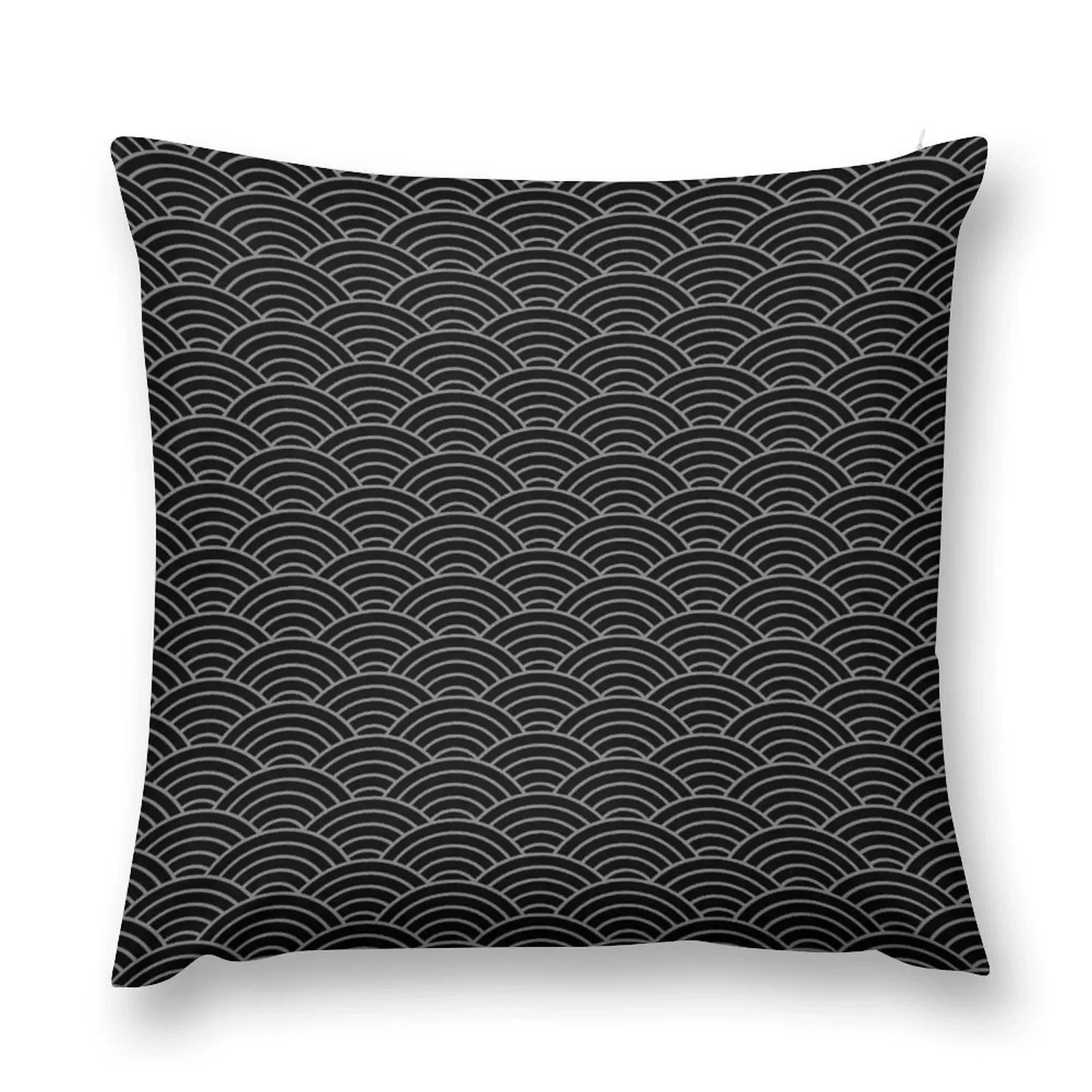 Japanese Seigaiha Grey and Black Pattern Throw Pillow sleeping pillows Decorative Sofa Cushions pillow