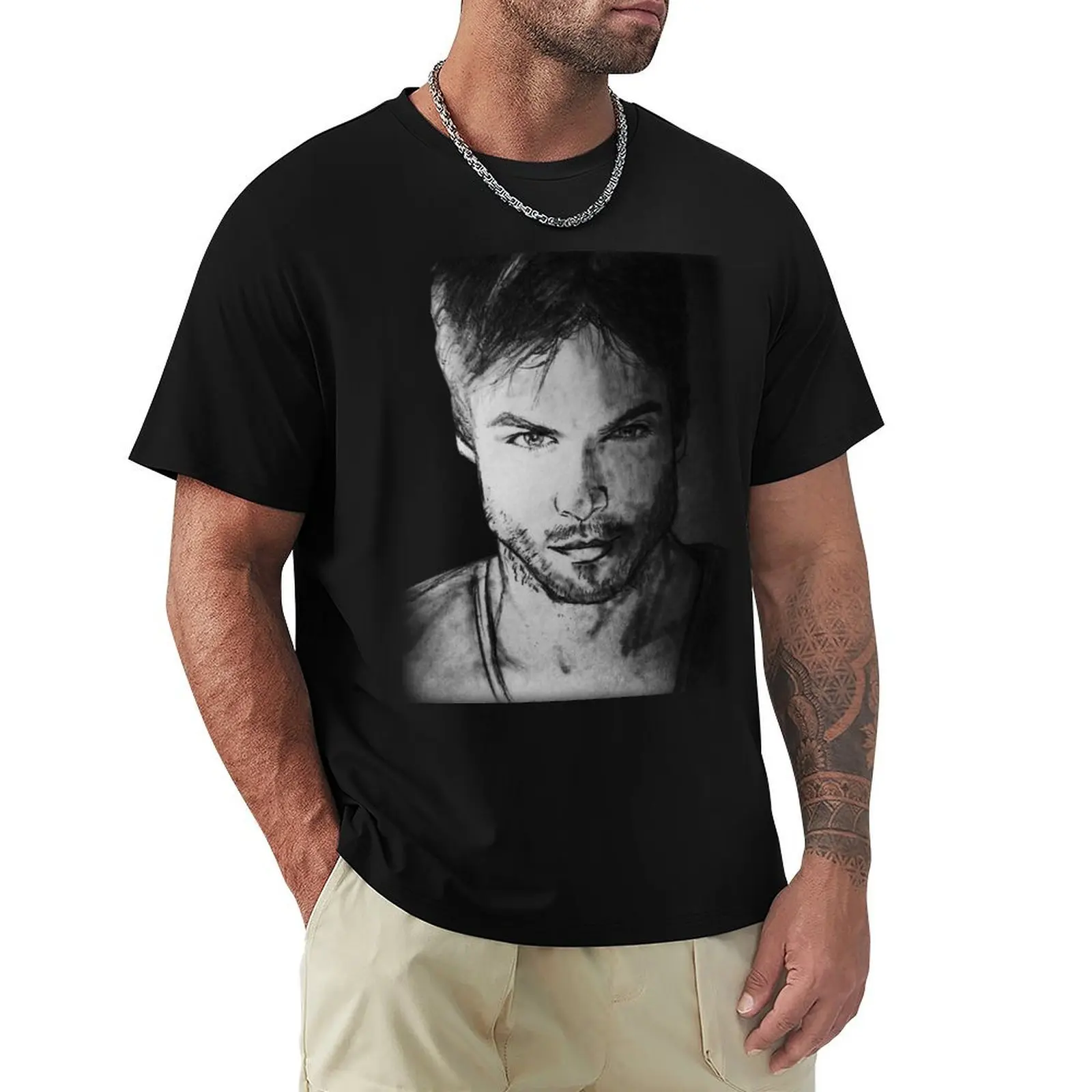 

Ian Somerhalder T-Shirt oversized graphic tee blacks t shirts men