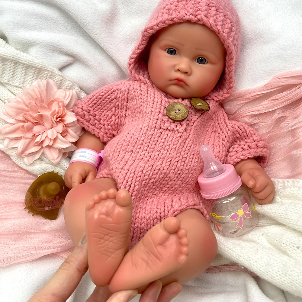Blue Eyes Newborn Doll 18Inch Realistic Lifelike Weighted Girl Silicone Newborn Reborn Doll Take Bath Baby Toys For Kid'S Gift