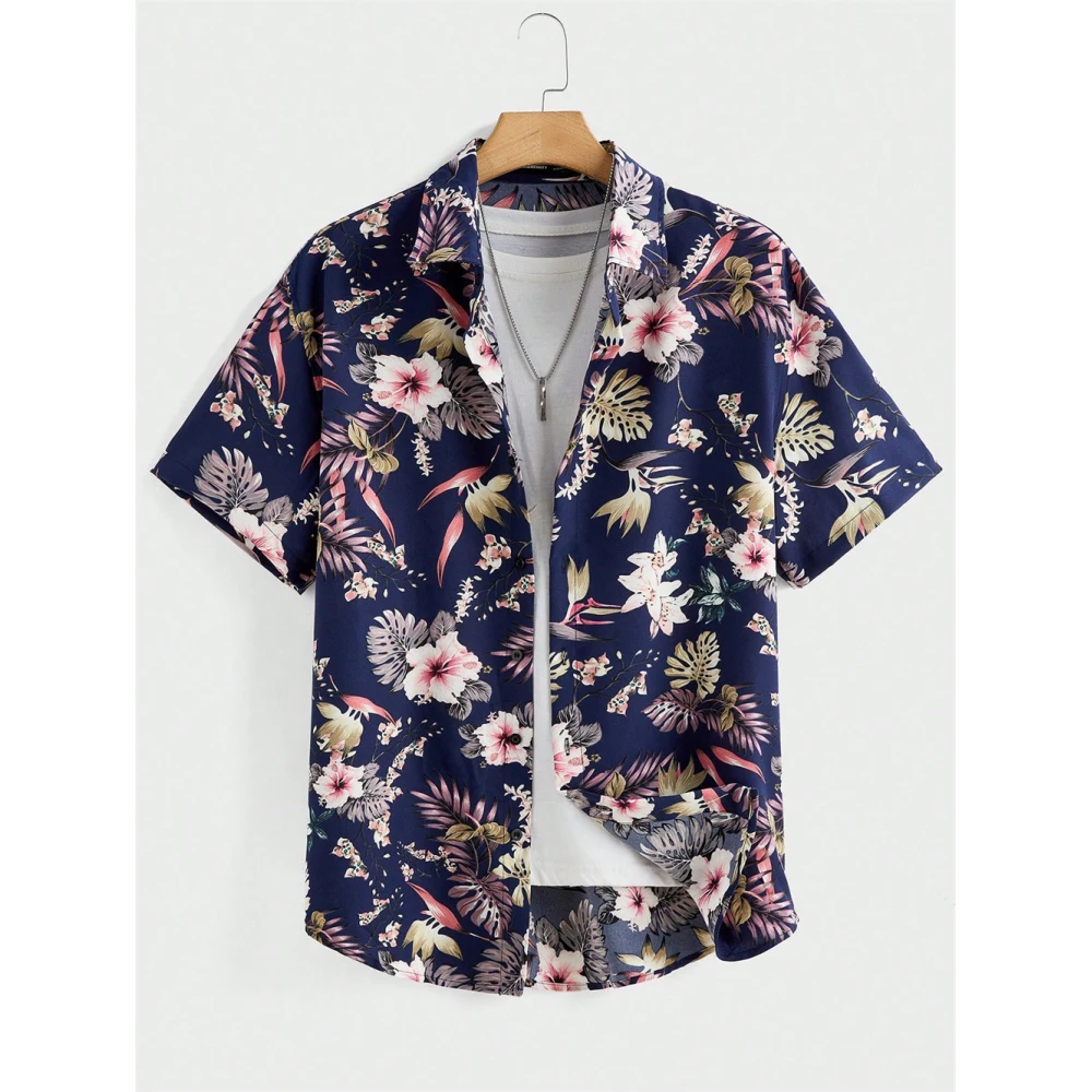 Summer Hawaiian Palm Tree Ocean Wave 3D Printing Men's Shirt Casual Clothing Oversized Short Sleeve Shirts for Men Fashion Tops