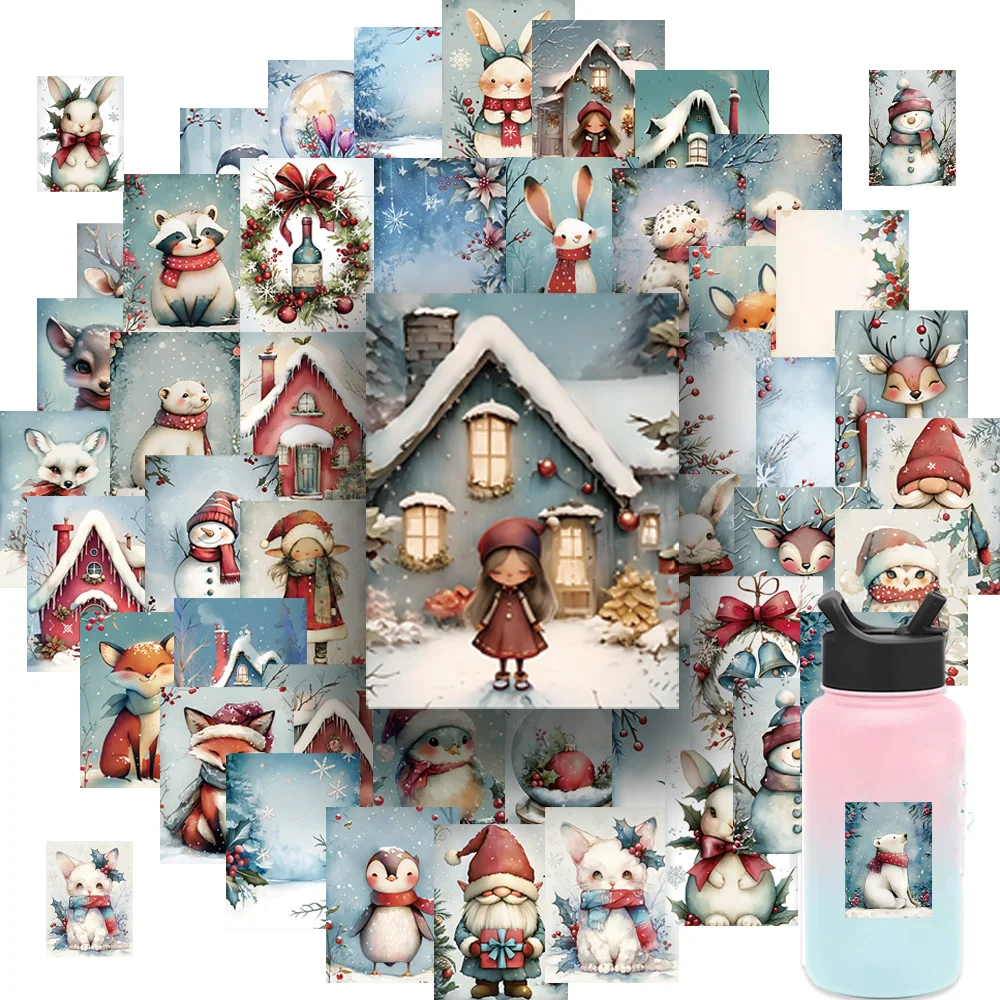 50PCS Snow Christmas Cartoon Graffiti Stickers DIY Luggage Speaker Skateboard Label Waterproof Sticker