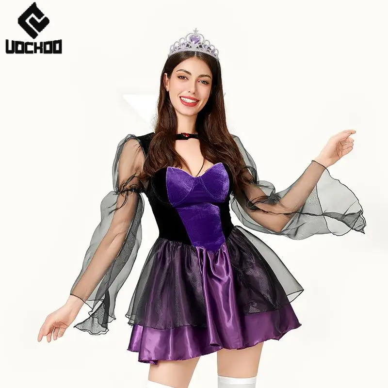 

Halloween Witch Dress Purple Princess Cosplay Costume Women Carnival Queen Outfit Ball Festival Dress Day of The Dead Clothing