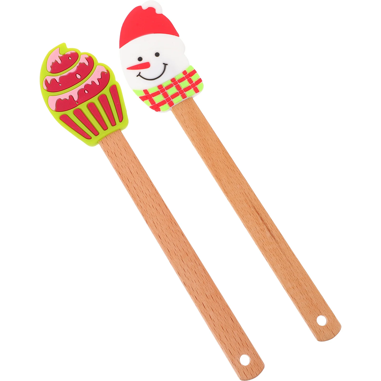 

2Pcs Cream Scraper Silicone Baking Scraper Christmas Design Household Kitchen Tool Pastry Spatula for Cake Decorating