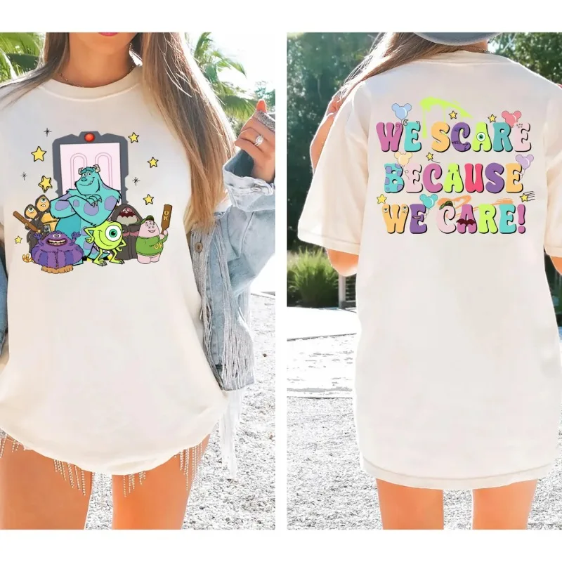 Camiseta de Halloween de la empresa Monster We're Afraid Ssurly y Mike Match Family, camiseta divertida con diseño de Monster University para mujer