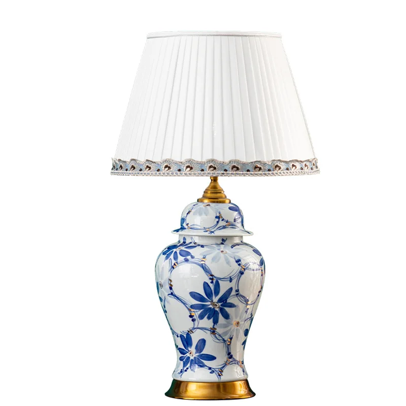 

Retro ceramic hand-painted gold hotel atmosphere light, model room living room bedroom table lamp