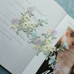 2Pcs/Lot 21*11cm Shiny Color Flower Leaf Gradient Sewing Flower Motif Venise Lace Applique for Garment Embroidery Lace Patches