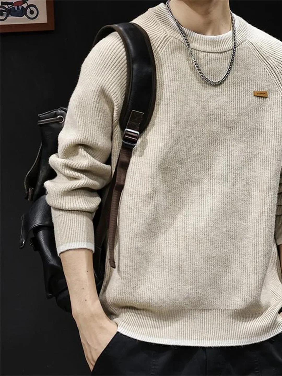 

Retro Japanese Sle Men's Knitted Sweater round Ne All-Match Warm Base Layer irt Casual Long Sve Knitwear for Autumn ...