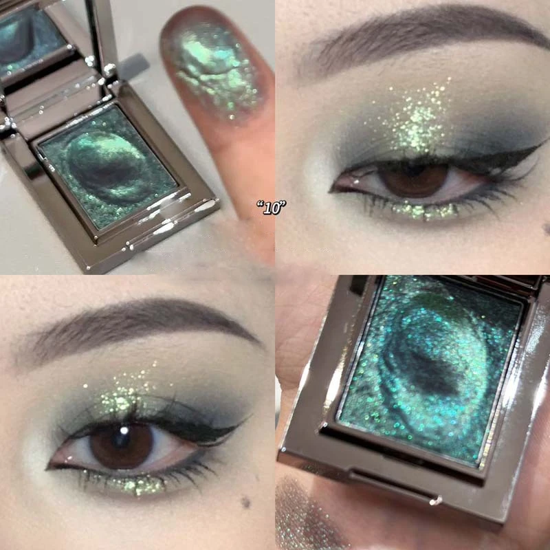 파인 글리터 모노크롬 아이섀도우 팔레트 카멜레온 다크 그린 스파클링 펄레센트 매쉬드 포테이토 아이섀도우 브라이트닝 메이크업