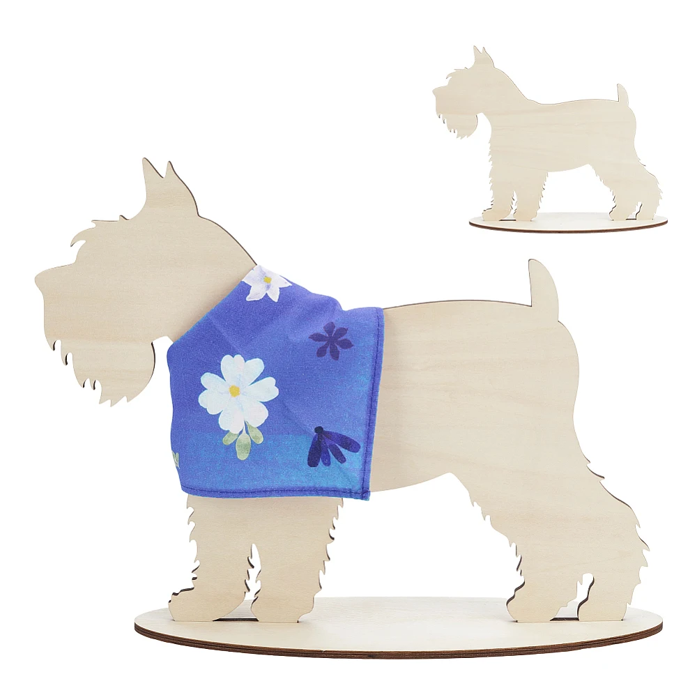 Wooden Schnauzer Dog Silhouette Display Stand Blank Dog for Scarf Bandana Collar Display Pet Store Retail Window Display