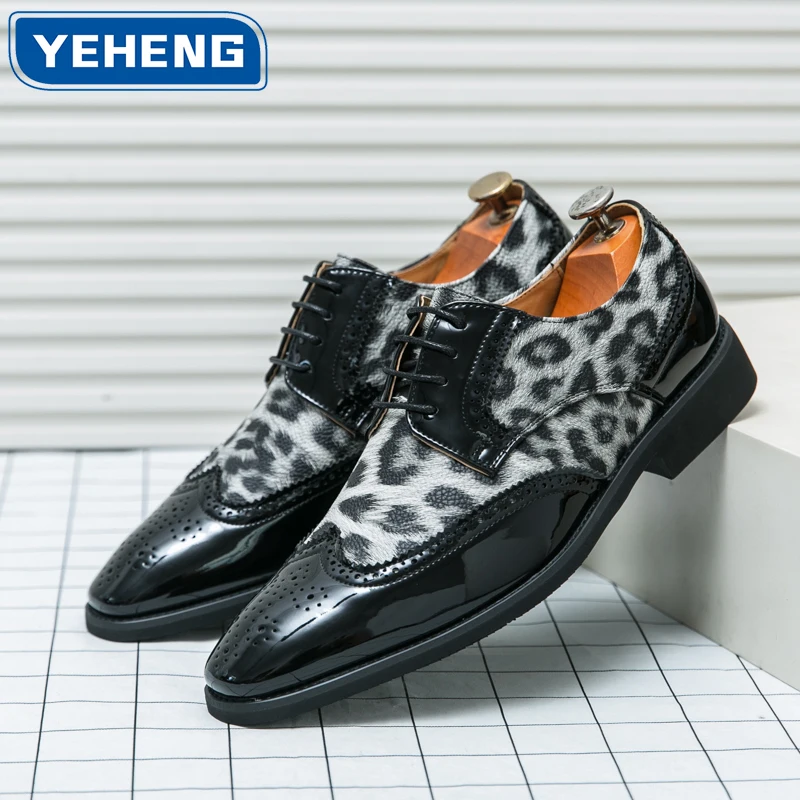 Designers Mens Leopard Print Formal Shoes Luxury fashion Business office commuting Wedding Oxford Evening Dresses Social Shoes