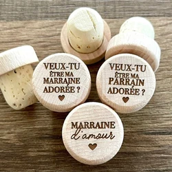 Wood Bottle Cap Do You Want To Be My Godfather & Godmother Wine Stopper Godparents Request Gift Baby Announcement Cork Stoppers