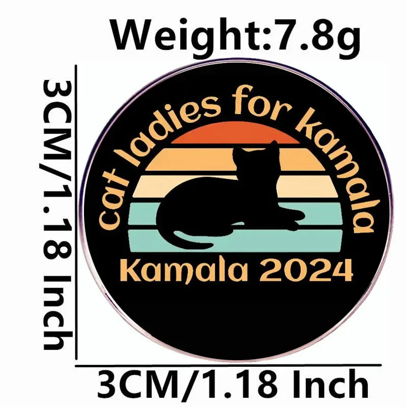 Kamala Harris 2024 Enamel Pins Cat Ladies American President Election Lapel Badge Brooch Decoration Jewelry