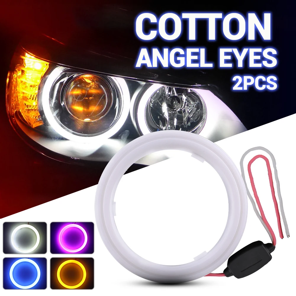 2PCS Cotton  Angel Eyes for Car Headlights Led Rings Universal 60mm 70mm 80mm 90mm Halo Rings DRL for Motorcycle Auto 12-24V