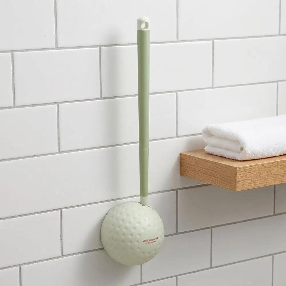 Double-sided Wall-Mounted Toilet Brush Soft Hair Long Handle Golf Toilet Brush with Base Space Saving Lightweight