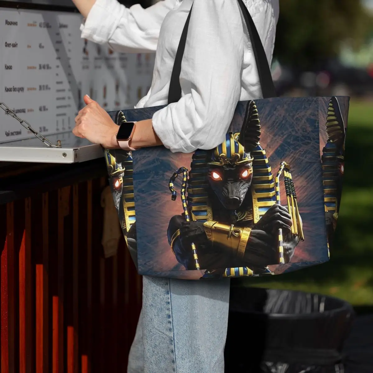 Египетский Бог Анубис Арт (6) Пляжная большая сумка Спортивная сумка для занятий йогой в тренажерном зале Большая большая сумка Женская дорожная сумка Сумка для фитнеса