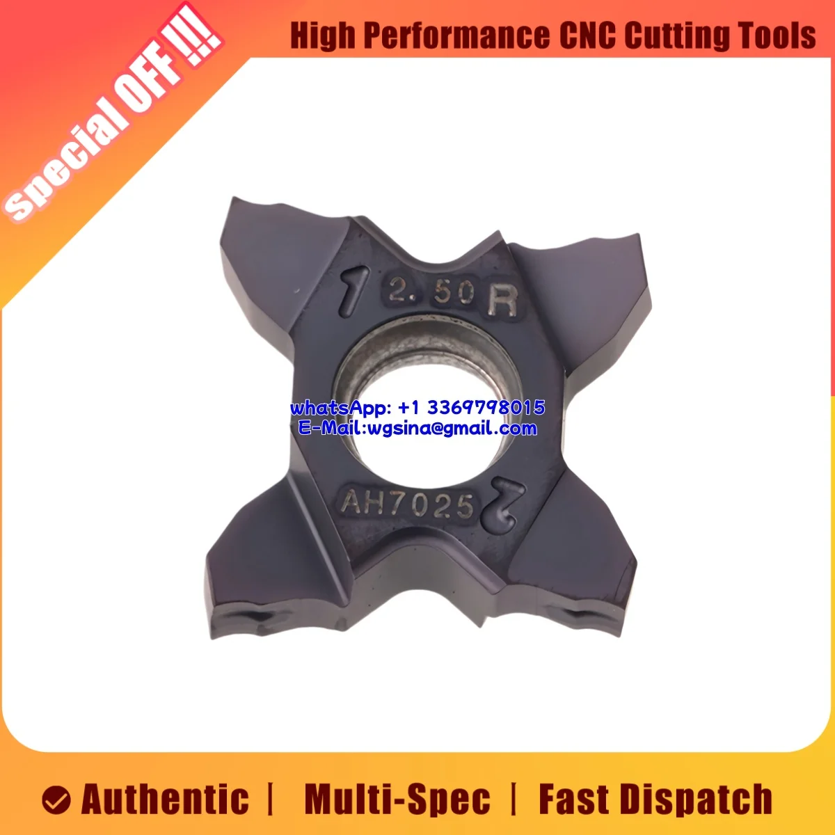 

Оригинальная вставка с пазами TCS TCS18 TCS27-R100 150 200 250-010 AH7025 AH725