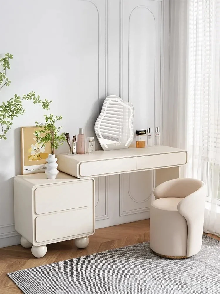 Cream wind solid wood dresser small apartment light luxury makeup light luxury high sense simple