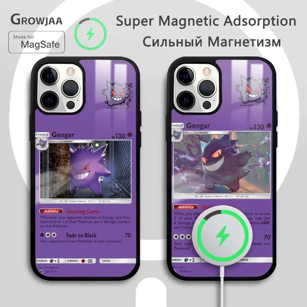 

Gengar Card Introduction Phone Case For IPhone 16 15 14 13 12 11 Pro Max Plus Mini Magsafe Mirror Wireless Magnetic Funda