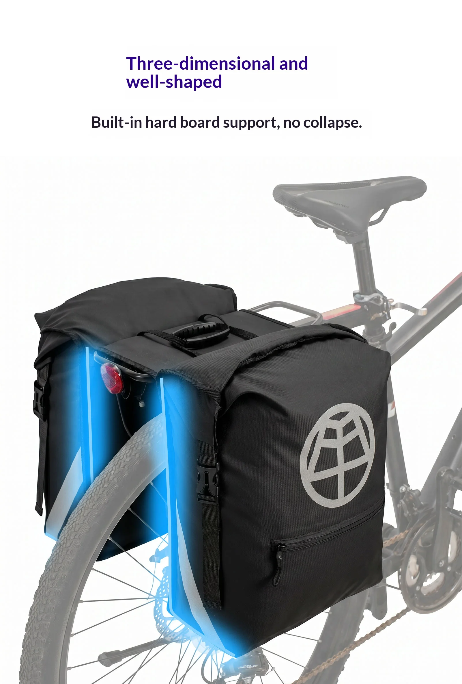 OFFBONDAGE Fahrradtaschen, 43,2 l, großes Fassungsvermögen, wasserdicht, doppelseitig, für MTB, Rennrad, Rücksitz, Kofferraumtasche, Fahrradzubehör – Detail 7