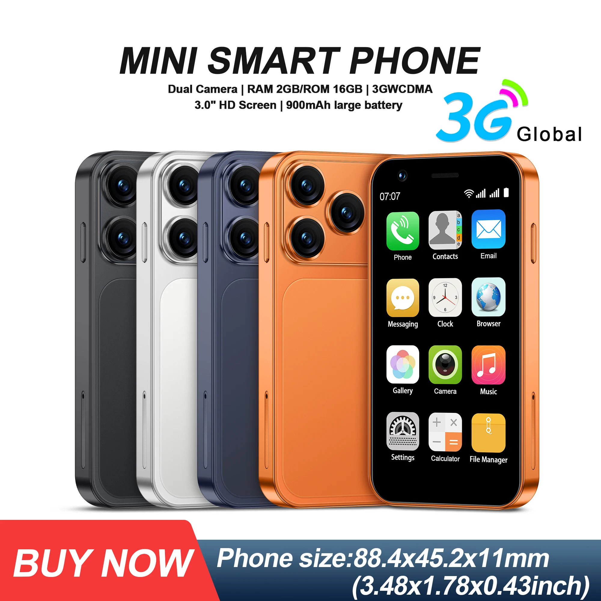 SERVO 18SE mini هاتف ذكي صغير، شاشة عالية الدقة 3.0 بوصة، WCDMA 3G، 2GB+16GB، GPS Android، هاتف محمول صغير، وضع الاستعداد بشريحتين، متجر اللعب #1