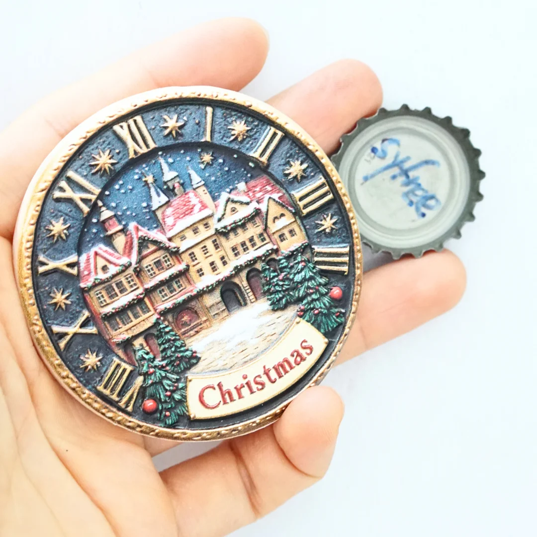 Christmas Fridge Magnet,Round Fridge Magnet,Holiday Gift ,Home Decor,Christmas Decor