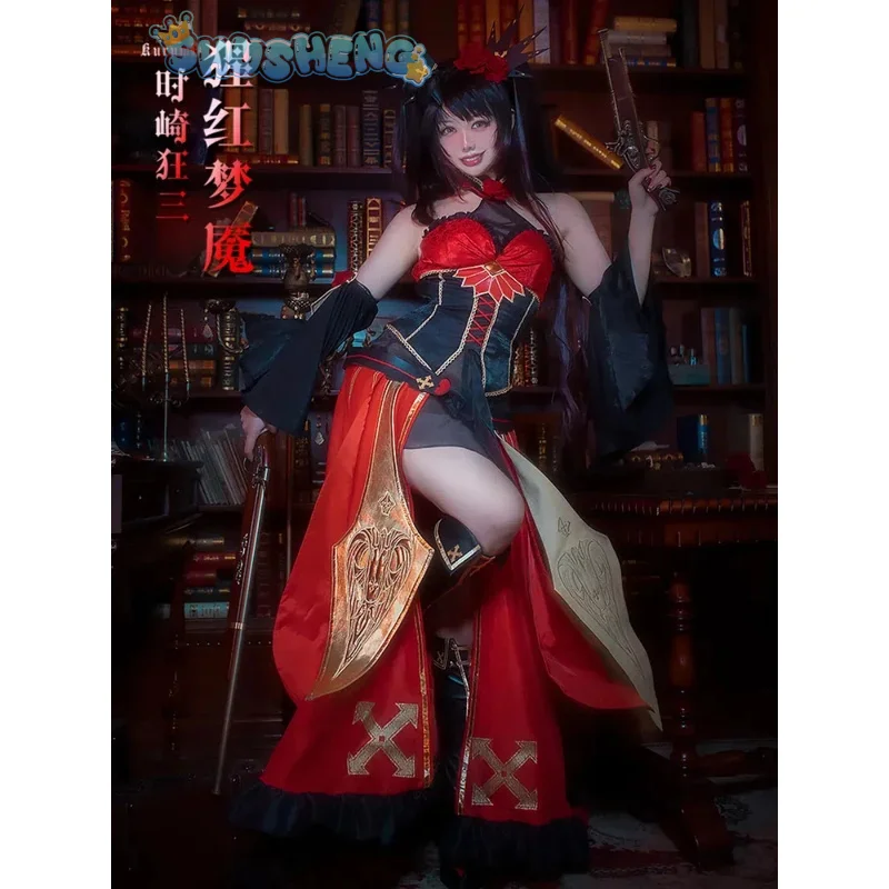 Anime Dates A Live Tokisaki Kurumi Crimson Nightmare Cosplay Costume Party Sexy Dress Accessory Set Christmas Full Set Uniform