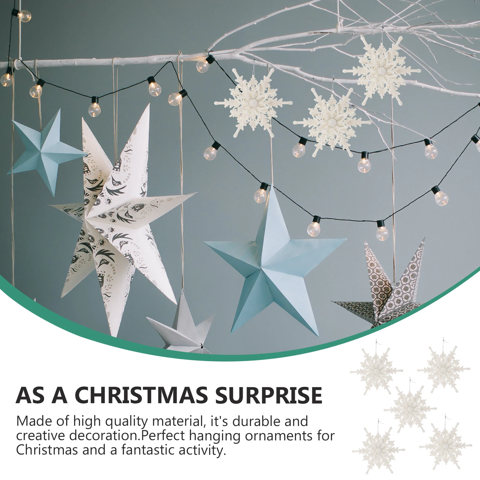 

5Pcs Xmas Party Snowflake Ornaments 3D Decor Christmas Tree Pendant Stylish Hanging Accessories Christmas Tree Ornaments
