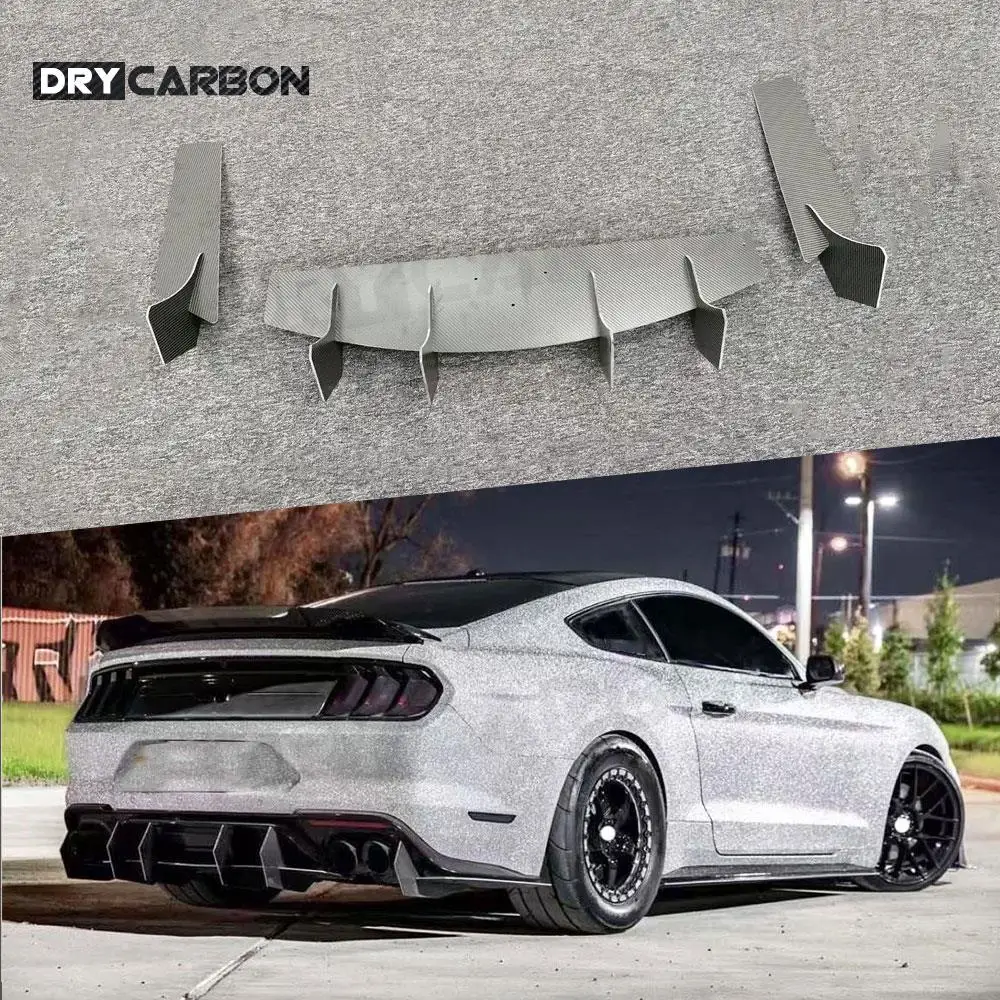 

Carbon Fiber Rear Bumper Lip Diffuser Splitters Spoiler For Ford Mustang 2018-2021 Competitive Version Rear Diffuser Fiberglass