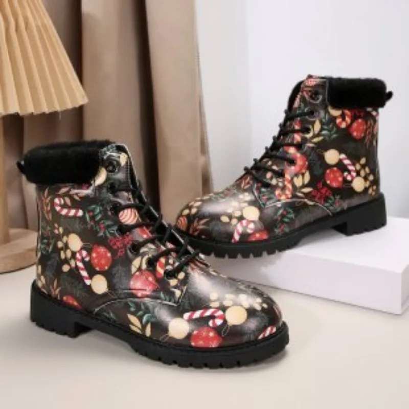 European and American Trendy Women\'s Shoes 2024 New Large Size Multi-color Printed Daily Versatile Women\'s Boots Zapatos Mujer