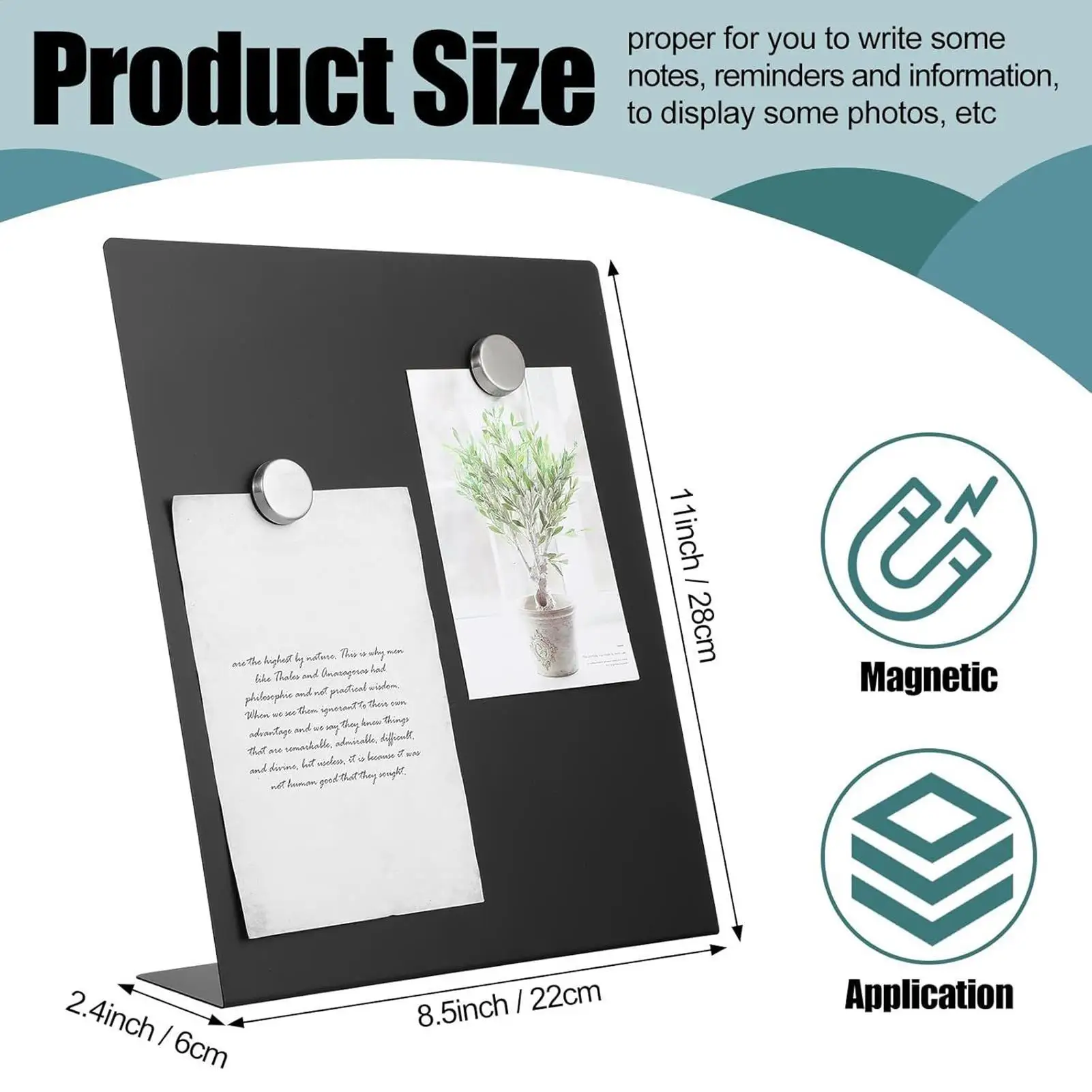 Tablero de exhibición magnético de acero inoxidable, tablero de listas de compras, pizarra blanca Vertical multifuncional para escritorio, reuniones, aula, hogar