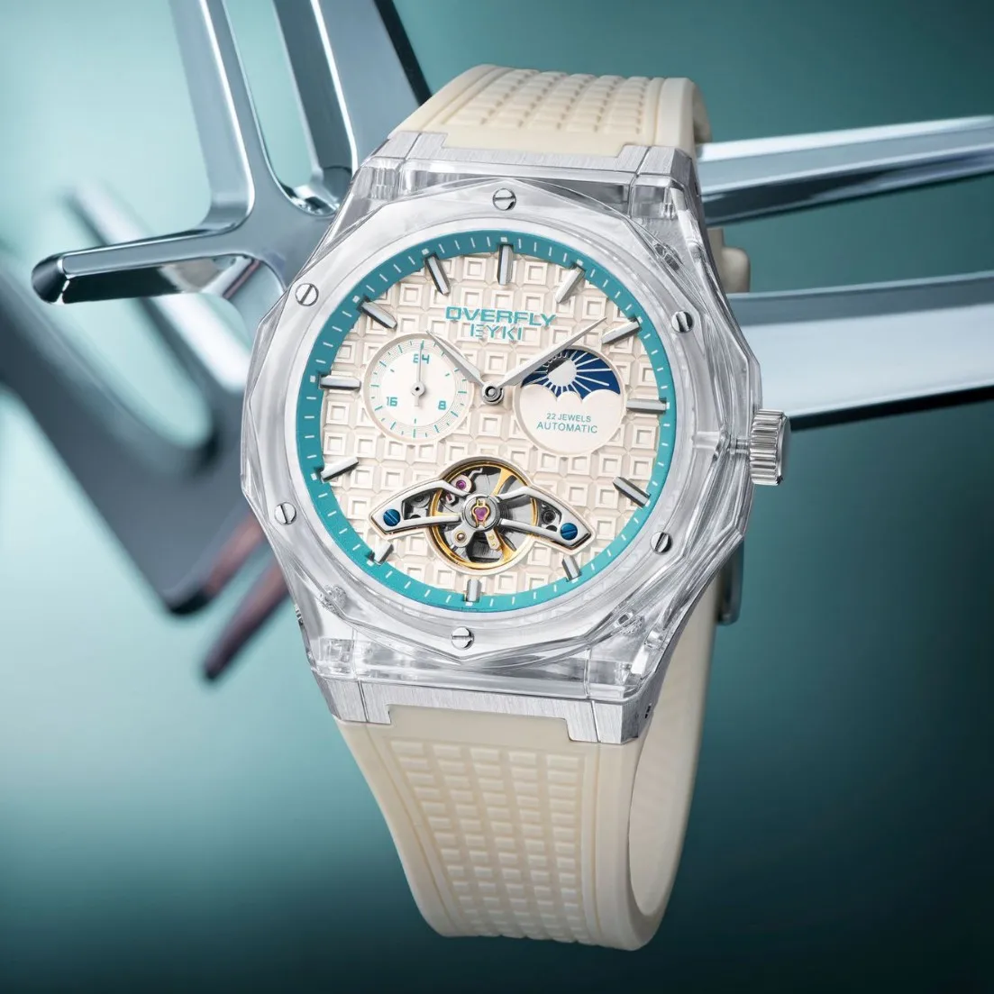 ساعة زوجية أصلية جديدة للرجال ذات هيكل عظمي مع لمسة نهائية مضيئة، ساعة يد نسائية ذات تصميم مختارة راقية #3