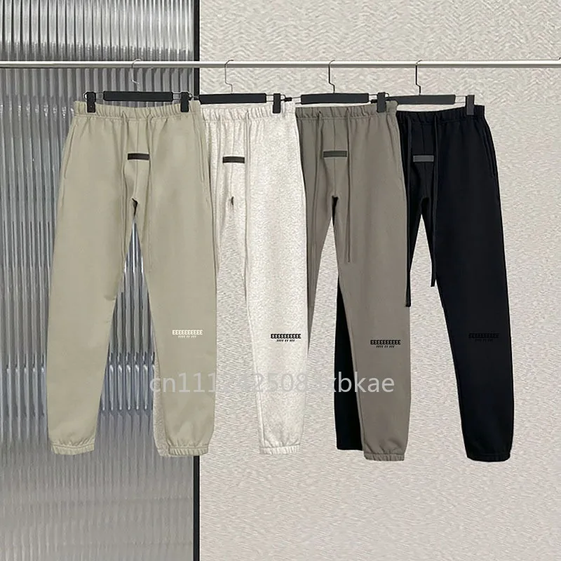 

FW21 Double Line Classic Design Men's Casual Pants Two Rows Flocking Letter Logo Fashion Brand Couple Loose Cotton Sweatpants