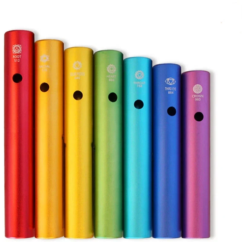 Seven Charkas Metal Wah-Wah Tube Colorful Wind Chimes Sound Healing Instruments for Yoga and Meditation Healing Windchime