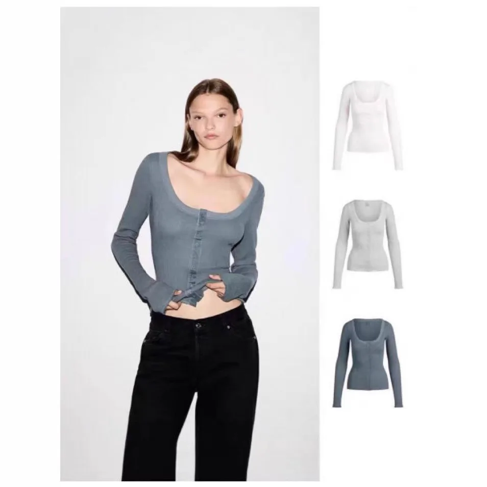 

Kardaian Sle Long Sve Slim Fit Women's T-irt Square Collar Inner Wear Casual Comfortable Breathable Knitted Top