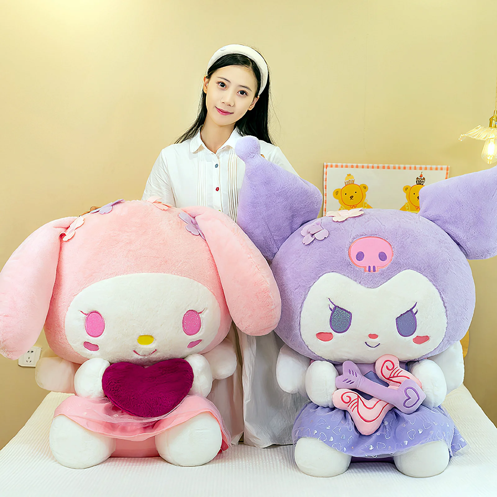 

60cm New Sanrio My Melody Kuromi Plush Toy Kawaii Cupid Love Plushies Soft Stuffed Doll Sofa Pillow Cushion Girls Birthday Gift