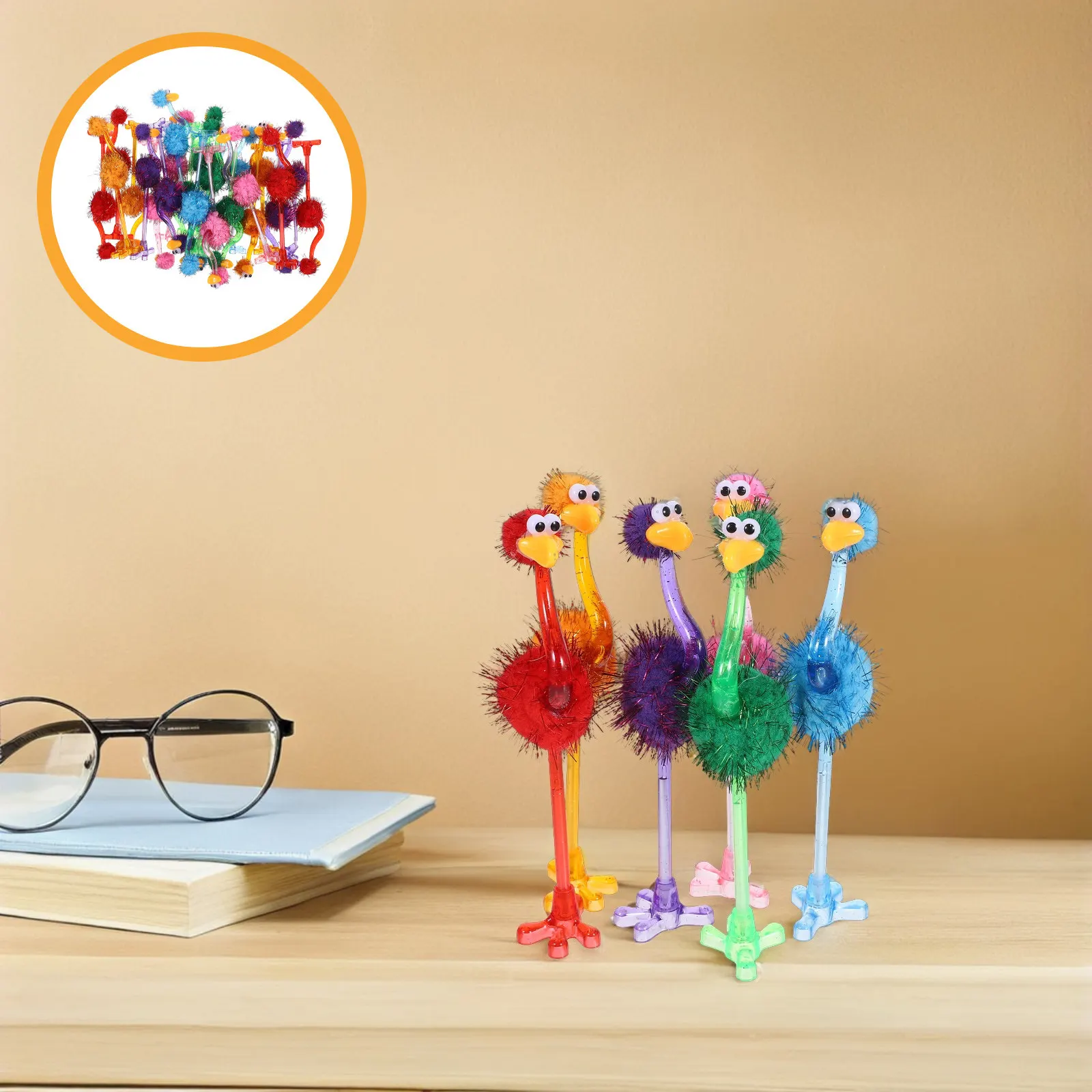 

24 шт. шариковых ручек в стиле страуса, мультяшные, необычные, для письма, подписи, раскрашивания, маркировки, открыток, школы, офиса