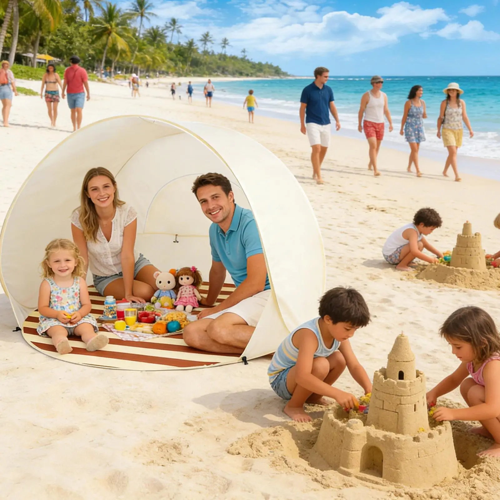 

Пляжные палатки, складные, водонепроницаемые, с защитой от ультрафиолета, солнцезащитные тенты для пляжа, для 3 человек, для кемпинга, походов, рыбалки, путешествий, активного отдыха на природе