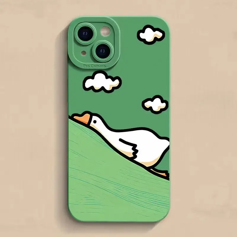 Cute Cartoon Duck Phone Case for iPhone 15 14 13 12 11 Pro Max Mini X XSMAX XR SE 7 8 Plus Luxury Shockproof Soft Shell Fundas