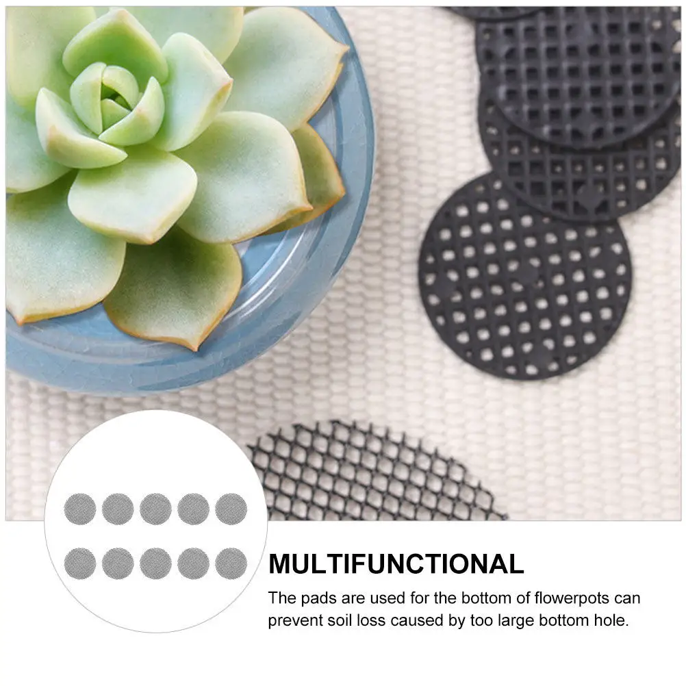 20Pcs Flowerpot Mesh Pad Drainage Screen for Bonsai Succulent Ceramic Pots Prevent Soil Loss Root Rot Reusable Polyamide Base