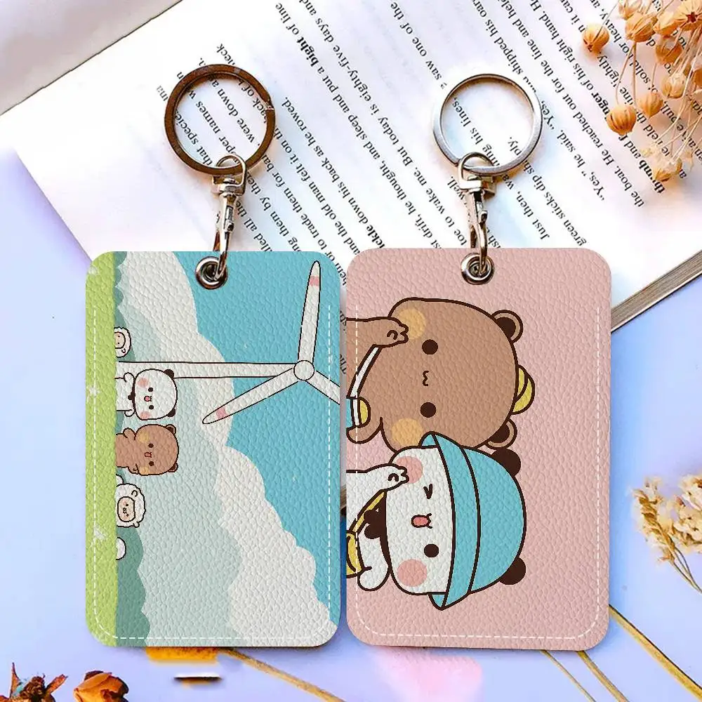 Bubu e Dudu Custodia rettangolare per carta d'identità Portachiavi Borsa per carta di accesso Portachiavi Porta carte in pelle Portachiavi Accesso