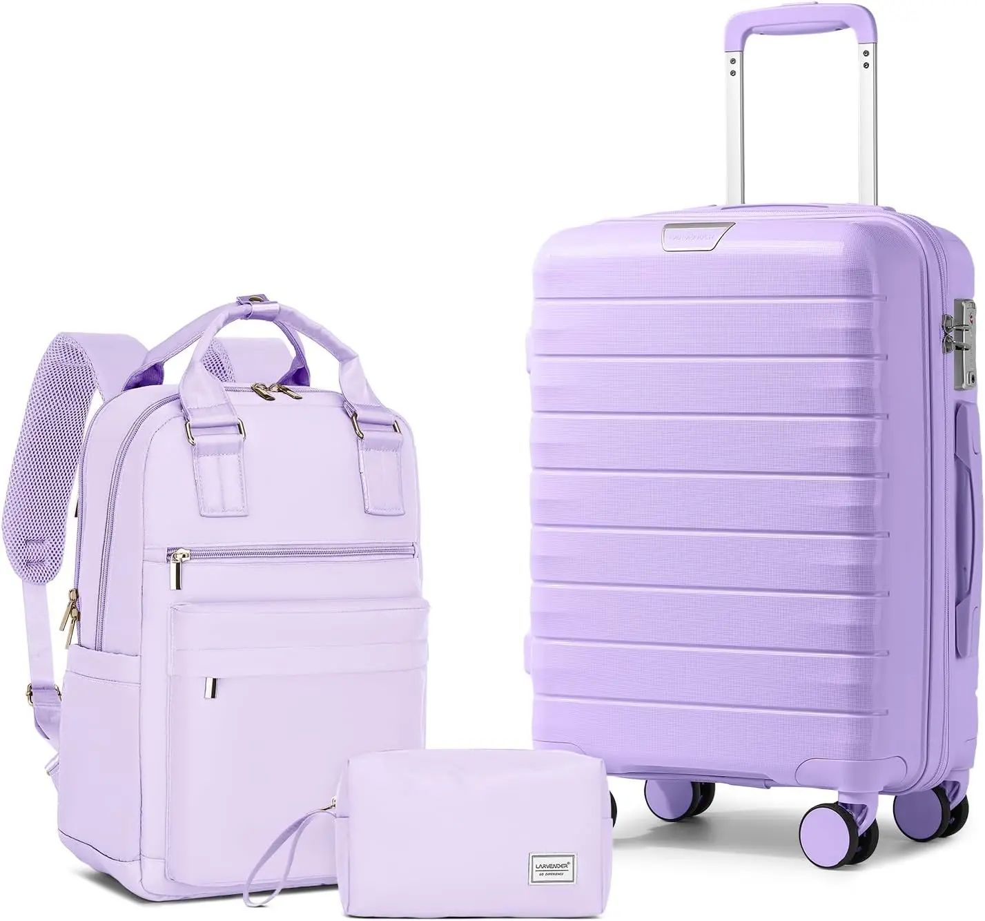 

3-Piece Hardside Luggage Set with 360° Spinner Wheels & TSA Lock for Women in Lavender
