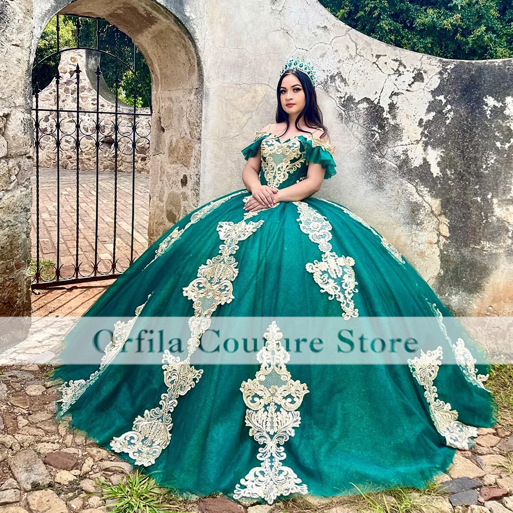 Off Shoulder Quinceanera Dresses Lace Floral Applique Sweet 16 Mexican Girls Prom Gowns 2022 vestidos de 15 años Customized