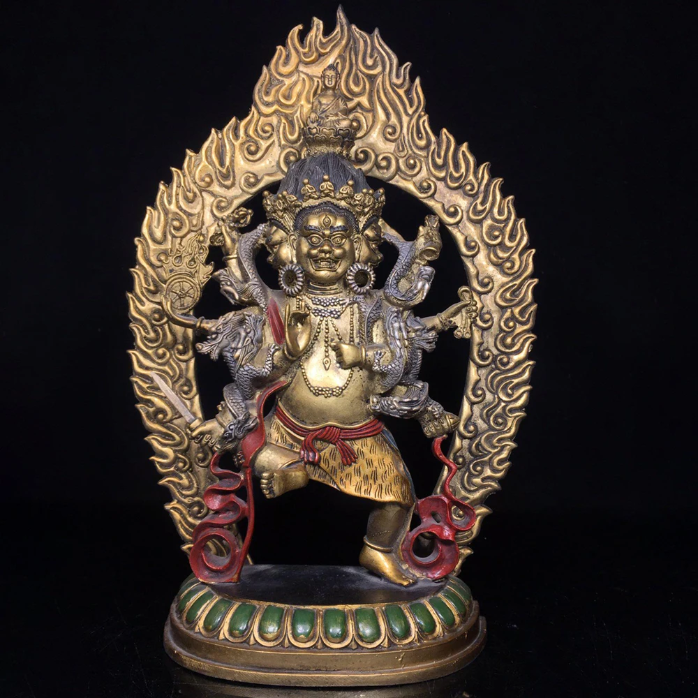 Ucchusma Vajra Buddha Statue Exquisite Vintage Bronze Painted Unique Design Heavy Patina Fine Craftsmanship Meditation Decor