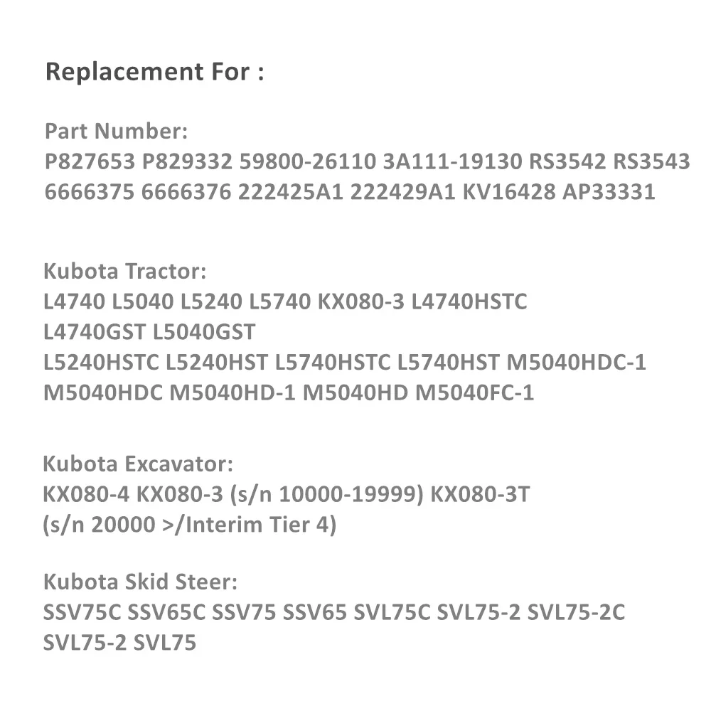 ALWAYSME Tractor Air Filter For Kubota Tractor, Excavator,Skid , 59800-26110 3A111-19130