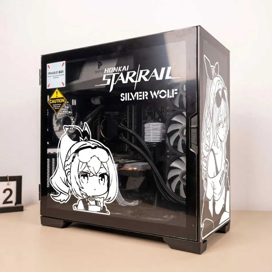 Silver Wolf Anime Stickers for PC Case,Star Rail Cartoon Decor Vinyl Decals for Atx Gaming Computer Chassis Skin,Waterproof view 3