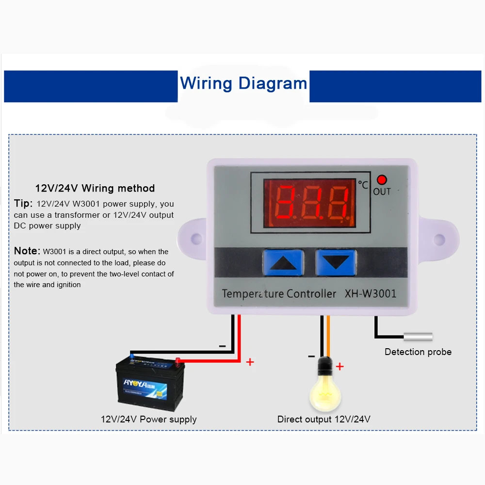 XH-W3001 XH-W3002 Digital Control Temperature Microcomputer Thermostat Switch Thermometer New Thermoregulator 12/24/220V