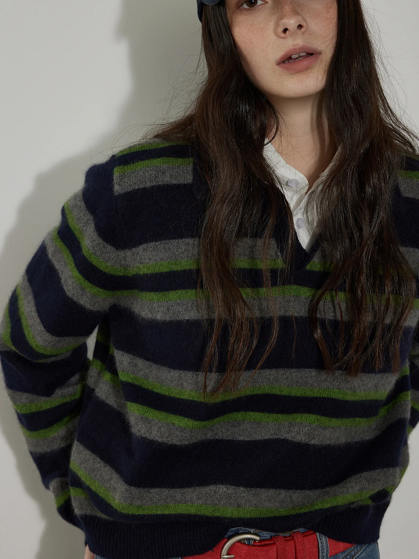 

Loose Long Sleeve Knitted Sweater Comfortable Soft Striped Design Winter Fashion Casual Korean Style Women's Top Overhead