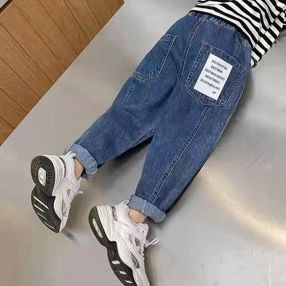 New Boys Casual Jeans Trousers Spring/Autumn Denim Pants Kids Children Loose Pants Bottoms Clothing 4 6 8 10 12 Years