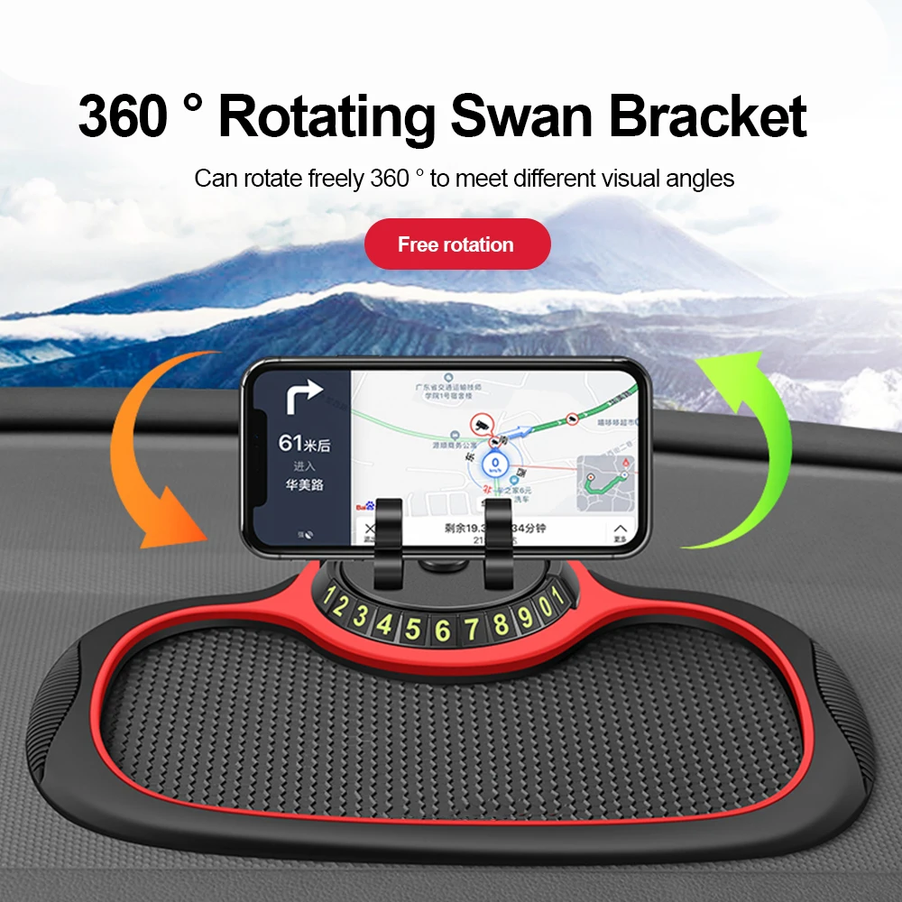 Car Phone Holder Dashboard Sticking Temporary Parking Card Universal 360 Degree Rotate Stand Bracket for iPhone Samsung Xiaomi