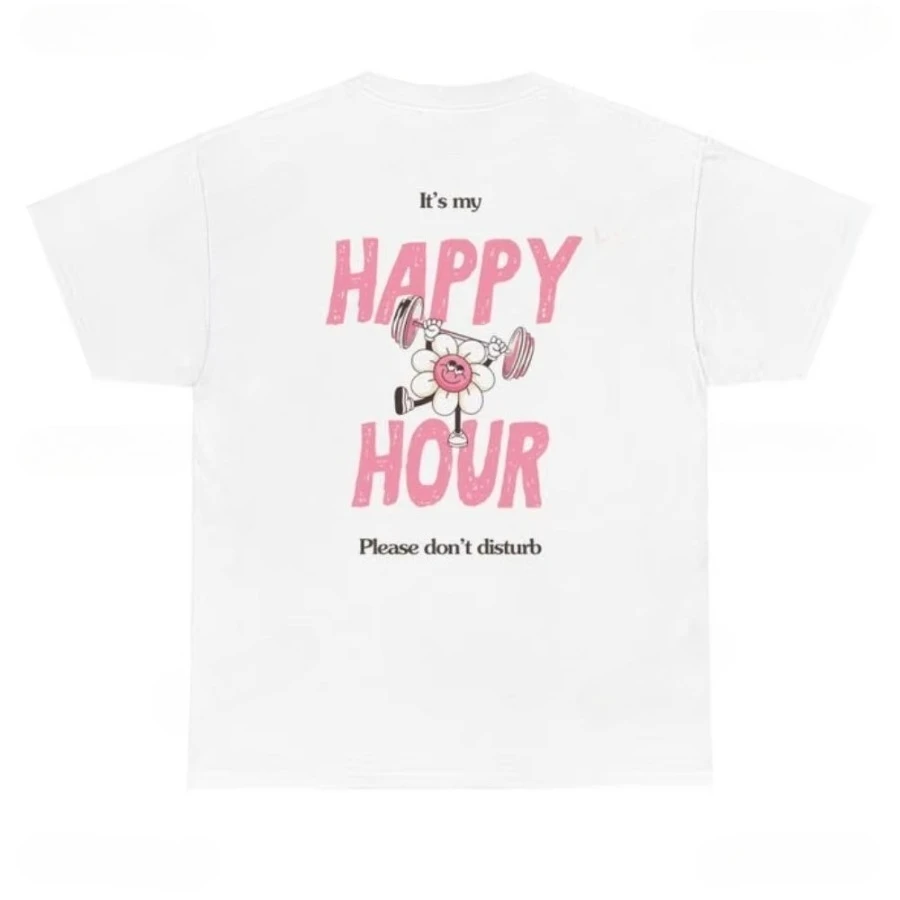 My Happy Hour Gym Edition Woman T-Shirt Gym Girl Pilates Girl Healthy Lifestyle Regular Fit T-Shirt Gift for Her Gym Outfit